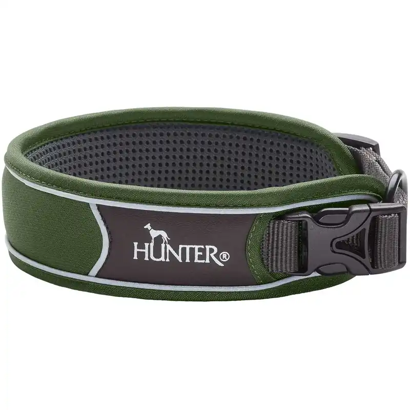 Hunter Halsbånd Divo L Grøn/Grå - justerbart hundehalsbånd (45-55 cm, B 4,5 cm) - Kun få tilbage