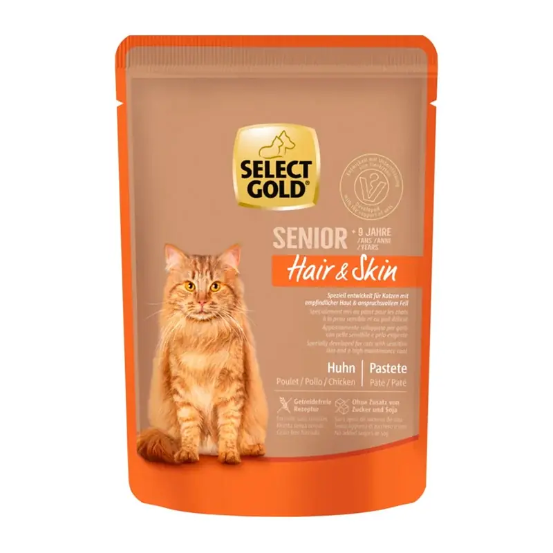 Senior Sensitive Hair&Skin pouch kylling 85 g - Lav pris